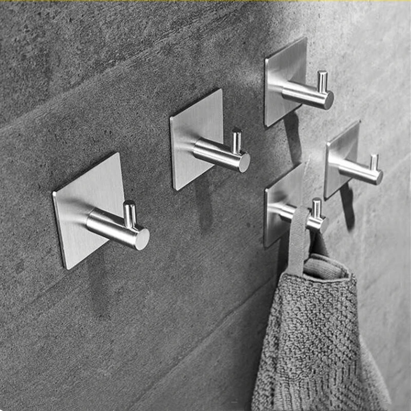 LIUYUE Single Hooks Black Stainless Steel Bathroom Towel Hooks Family Hat Hooks Free Of Nail Adhesive Kitchen Decorative Hook