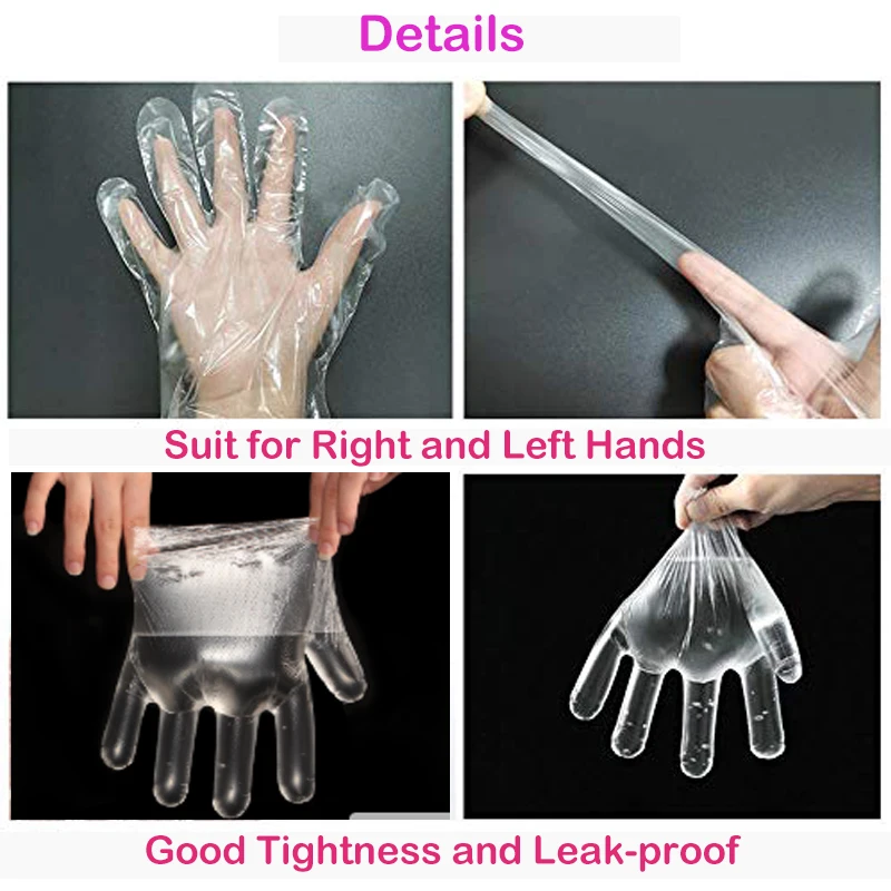 Guantes desechables de plástico transparente, manoplas sanitarias de un solo uso para cocina, barbacoa, baño y limpieza, 50/100