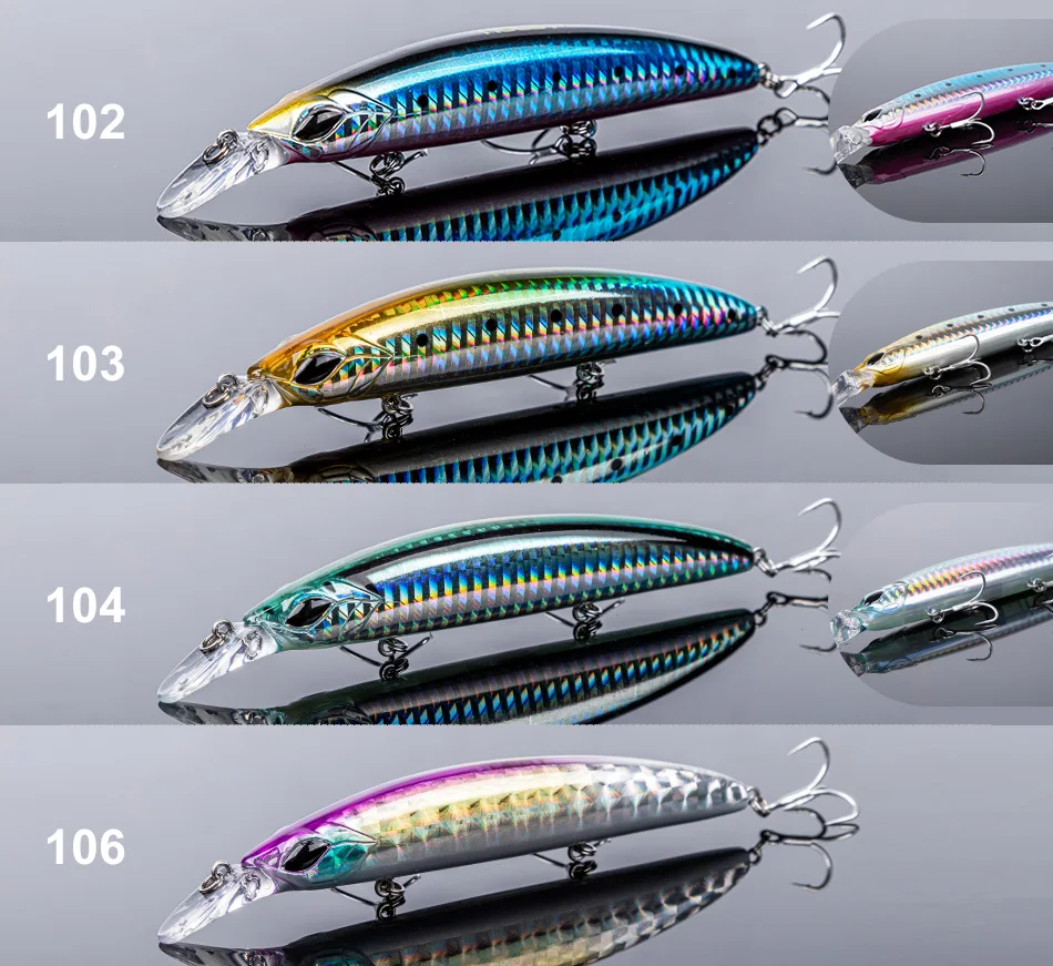 NOEBY Minnow-Angelköder, 110 mm, 19 g, langer Wurf, schwimmende Jerkbait-Wobbler, künstlicher harter Köder, Bass, Hecht, Shore-Angelköder – Detail 5