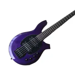 Custom 5 string bon bass,metal purple sliver basswood body, moon shell inlay,chrome buttons,active battery