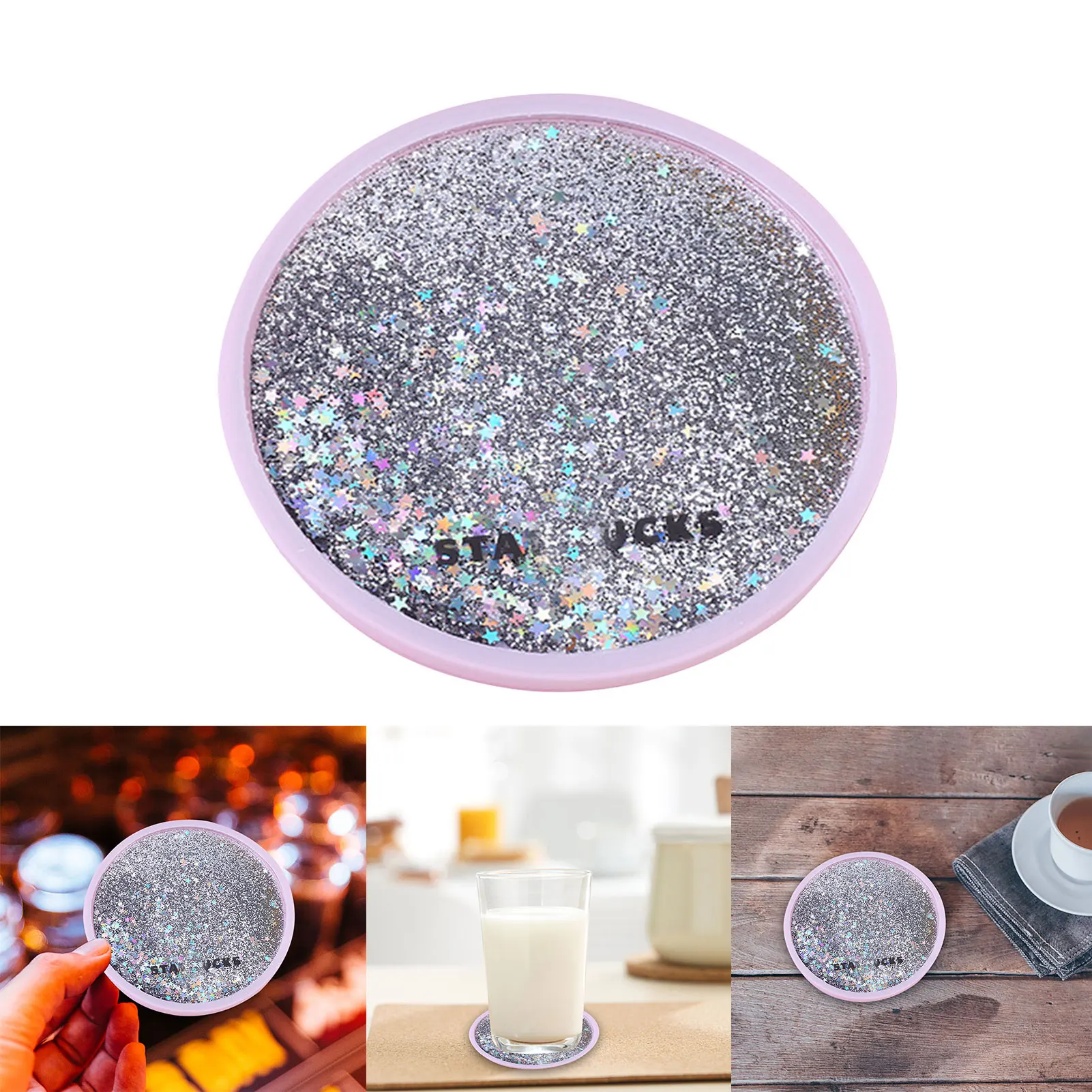 Cute Silicone Coaster Non Slip Rabbit Romantic Cherry Blossom Season Ocean Rainbow Quicksand Water Cup Mug Placemat Cushion 2021