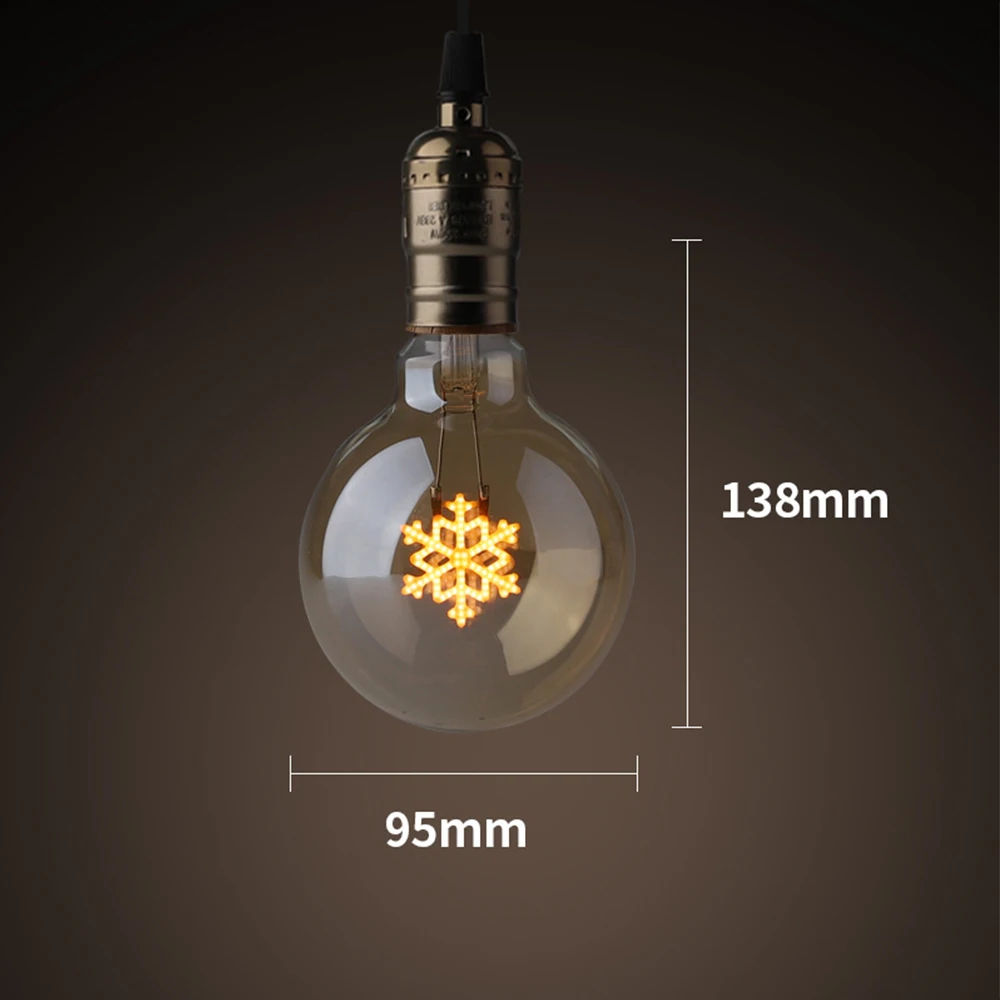 Tungsten Screw Bulb, Creative Decorative Lamp, Industrial Style, Living Room and Bar Chandelier, E27