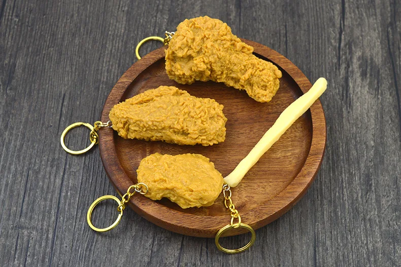 Simulation Model Keychain French Fries Chicken Nuggets Keychain Fried Legs Food Pendant Party Promotional Gift
