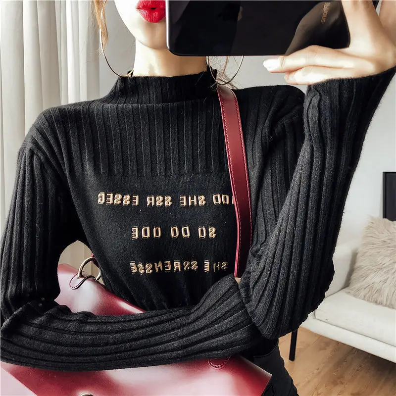 Woman Sweaters Pull Hiver Autumn and Winter Knitting Women\'s Turtleneck Sweater Slim Top Femme Chandails