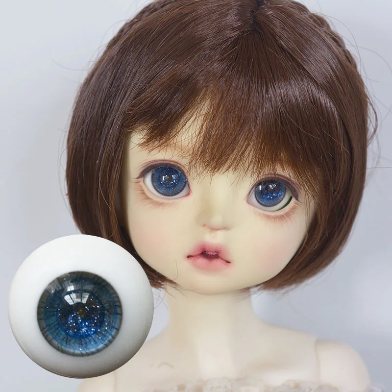 BJD doll eyes are suitable for 12mm 14mm 16mm size human style ice blue flash pupil glass doll accessories