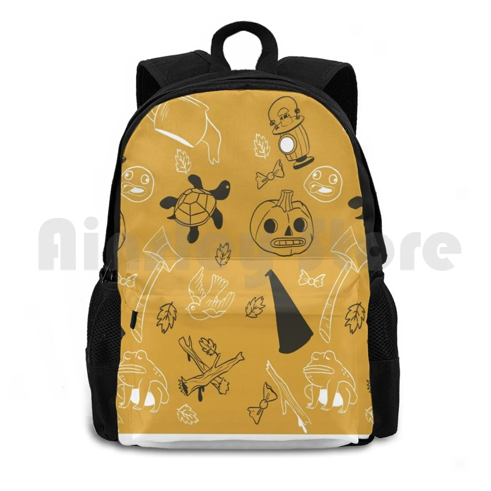 

Pattern Outdoor Hiking Backpack Waterproof Camping Travel Fall Pattern Pumpkin Latter Fanart Wirt Greg Jason Funderburker