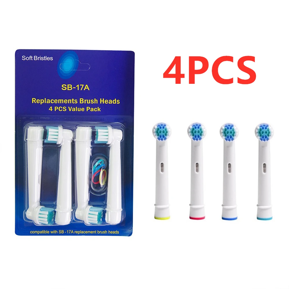 4 Stuks Compatibel Met Oralb Tandenborstel Hoofden Gevoelige Schoon SB-17A Passen Vooraf Kracht/Pro Gezondheid/Triomf/Vitaliteit Precisie Schoon