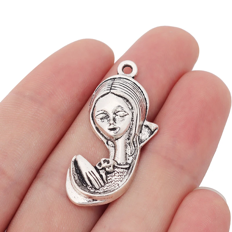 5 x Tibetan Silver Large Goddess Charms Pendants for DIY Necklace Jewelry Making Findings Accessories 39x18mm