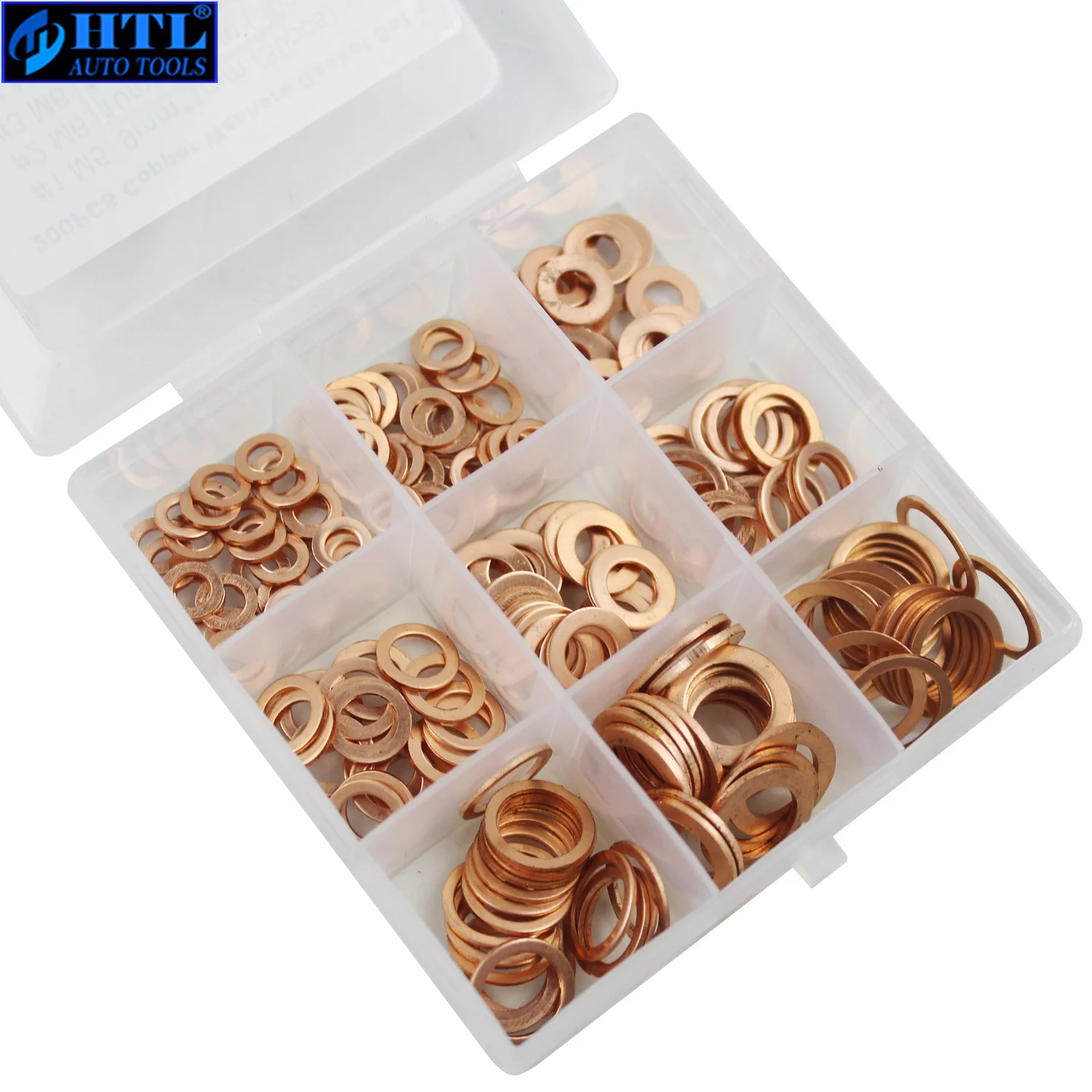 

200Pcs Copper Washer Gasket Nut and Bolt Set Flat Ring Seal Assortment Kit With Box M5/M6/M8/M10/M12/M14 for Sump Plugs Water