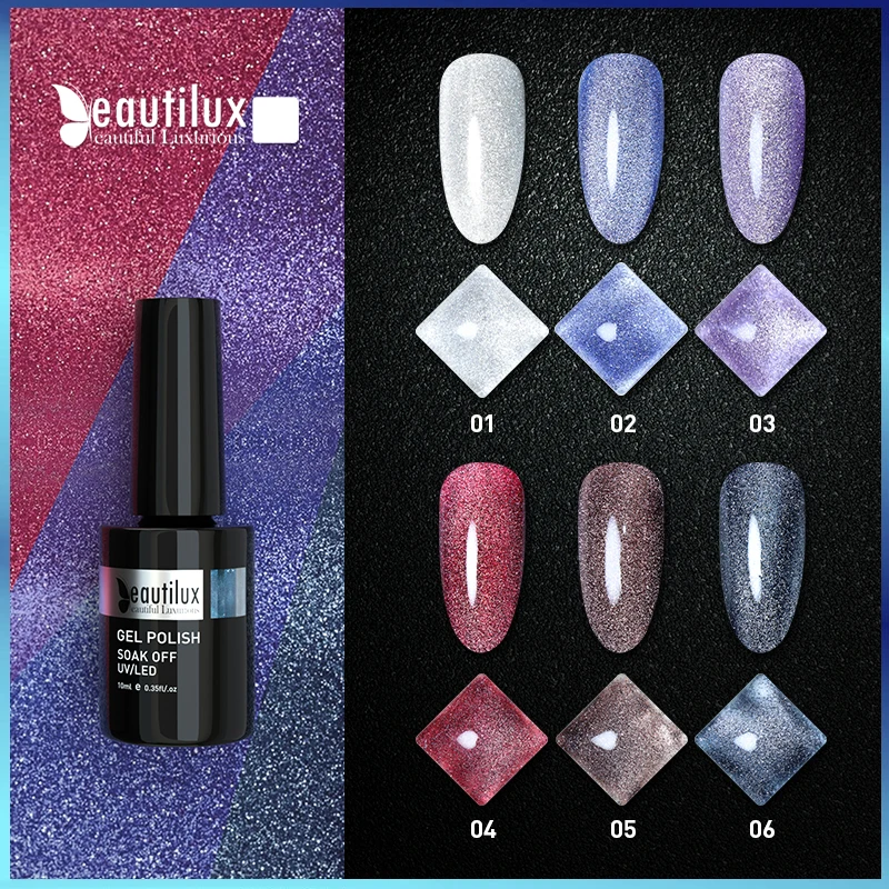 

Beautilux Reflective Cat Eye Gel Nail Polish UV LED Magnatic Flashing Nails Art Gels Varnish Semi Permanent Nails Lacquer 10ml