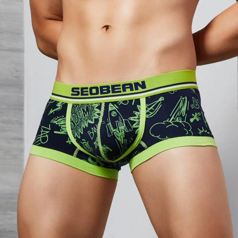 

New SEOBEAN Men Boxers Cotton male Underwear Sexy Man Panties Comfortable Breathable Underpants print Boxer Soft Undershorts