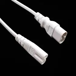 IEC 60320 C8 Plug to C7 Receptacle Male to Female Extension Power Supply Main Adapter Cable 0.3m/1.5m White Color