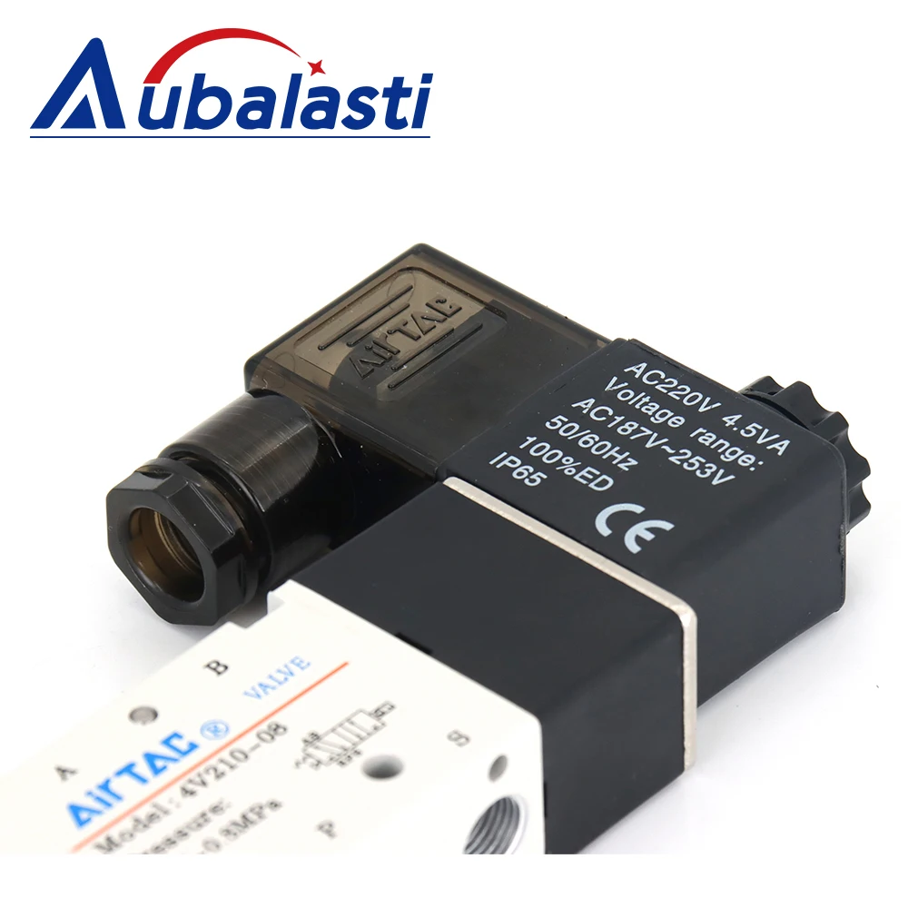 オリジナル AirTac 空気圧電気電磁弁 5Way 2 ポジション制御空気ガス磁気バルブ 4V210-08 12V-220V コイルボルト