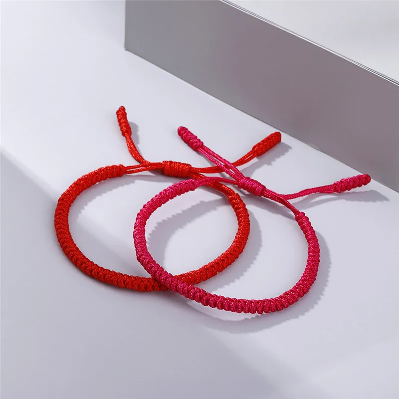 New Red Rope Lucky Weave Bracelet Women Men Hand-knitted Stretch Charm Tibetan Braided Bracelets Friendship Bangles Best Gifts