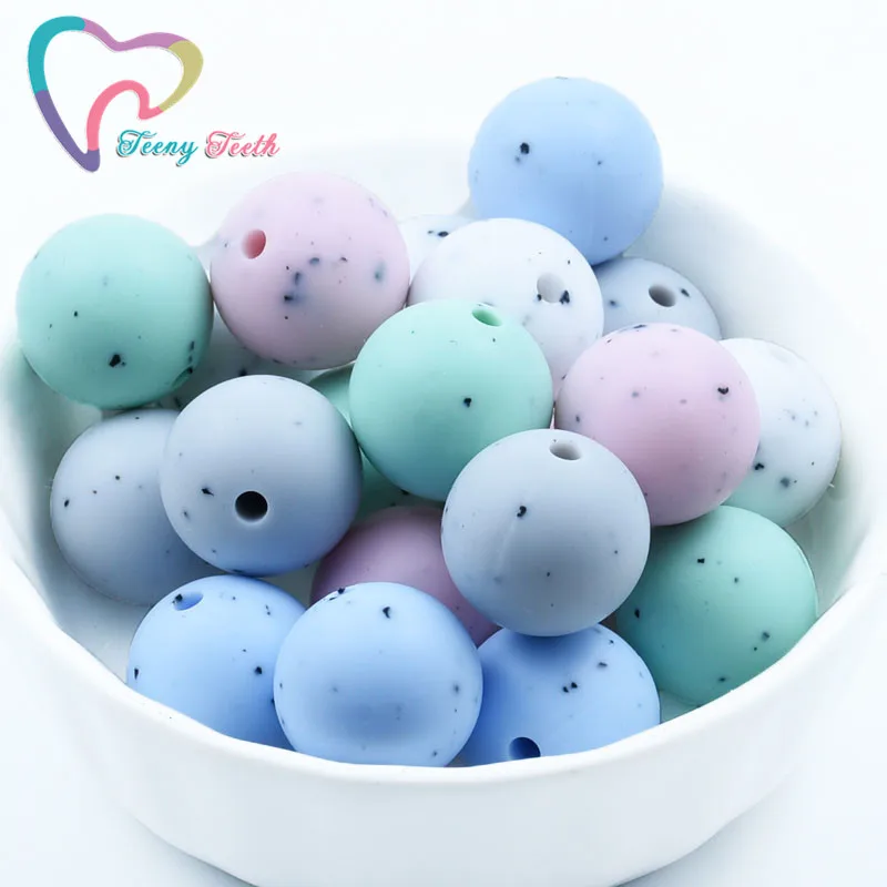 30 PCS Soft Gritty Colors Mixed 12 MM Silicone Baby Teething Beads Food Grade Nursing Round Teether Silicone Beads Baby Teether