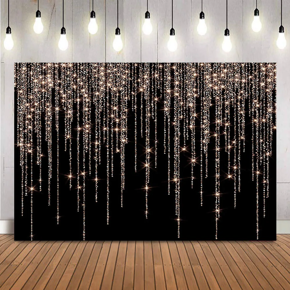 

Glitter Birthday Backdrop Black Shining dots Background for Photo Studio Adult Women Theme Party Decoration Banner Props