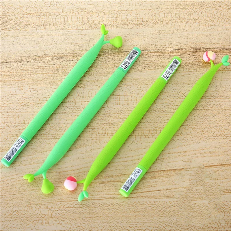 48PCS Cartoon Cherry Silica Gel Pen Creative Ripen Till They Were Soft Pen Students Black Pen Stationery Kawaii School Supplies