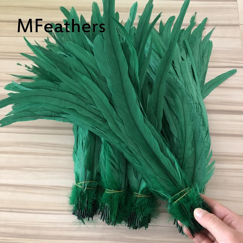 Deep green dyed rooster coque tails 35-40cm 40-45cm long chicken feathers diy natural feather for carnival christmas mask decor.