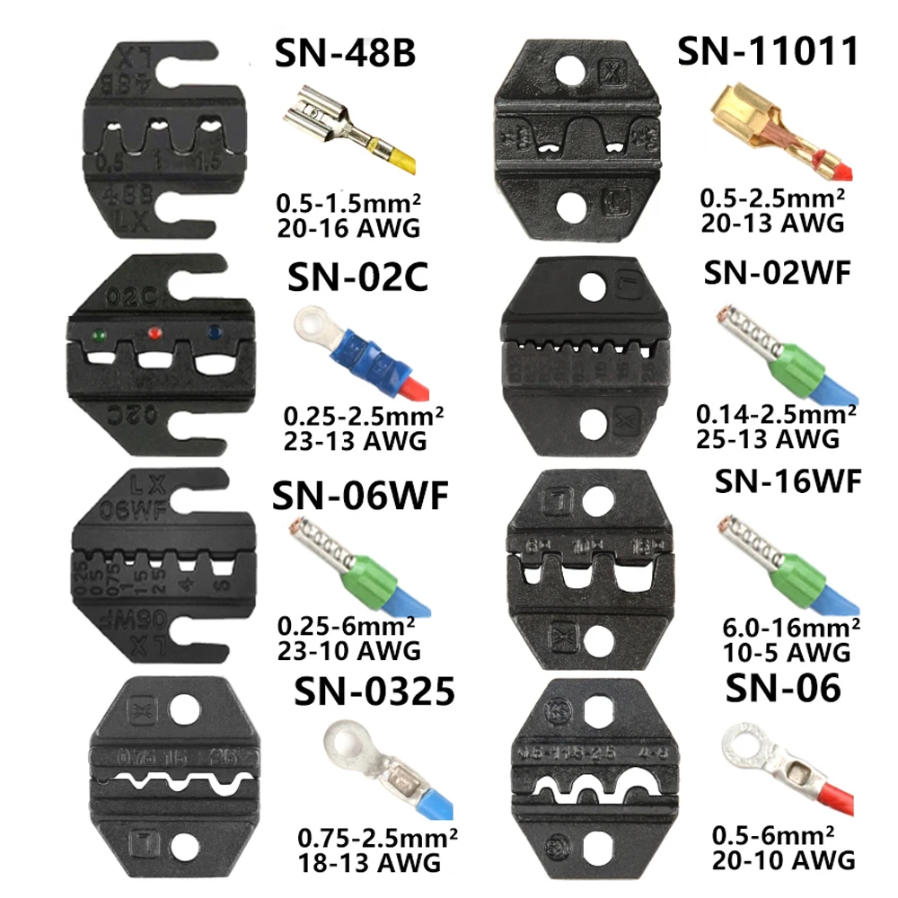 Crimping Pliers SN-2549 +8 Jaw Kit 2.8/4.8/6.3/XH2.54  Ferrules Terminator Insulated Cable Connector Electrical Wire Crimp Clamp