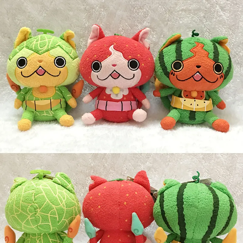 Japan Anime Yo-Kai Horloge Jibanyan Fruit Serie Watermeloen Aardbei Oranje Druif Cantaloupe Kat Pluche Pop Speelgoed Geschenken