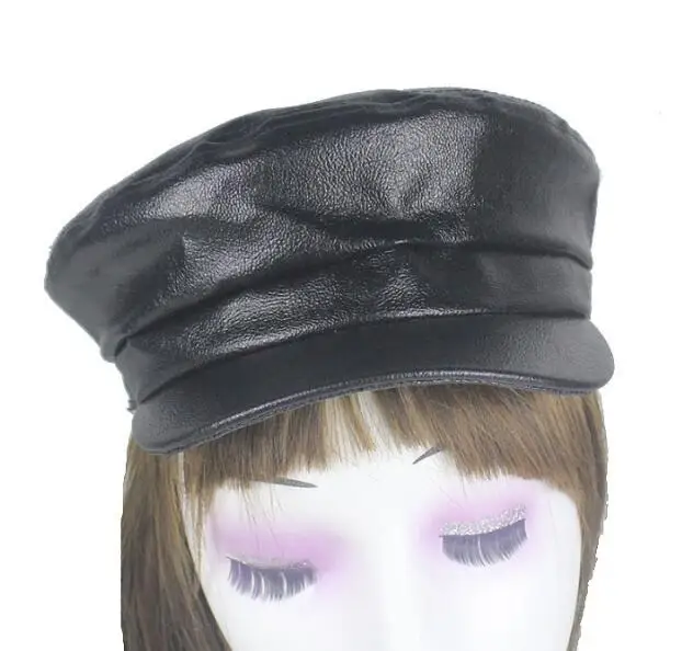

Beret Female Pu Leather Flat Cap Tocas 2018 Autumn Winter Hats For Women Vintage Painter Cap Bonnet Black England Newsboy Cap