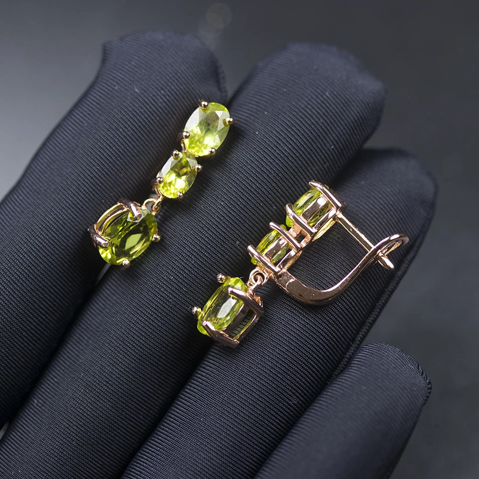 Imagem -02 - Bolai-brincos de Fecho Peridoto Natural para Mulheres Prata Esterlina 925 Pura Ouro Rosa Acessórios Clássicos Birthstone Agosto