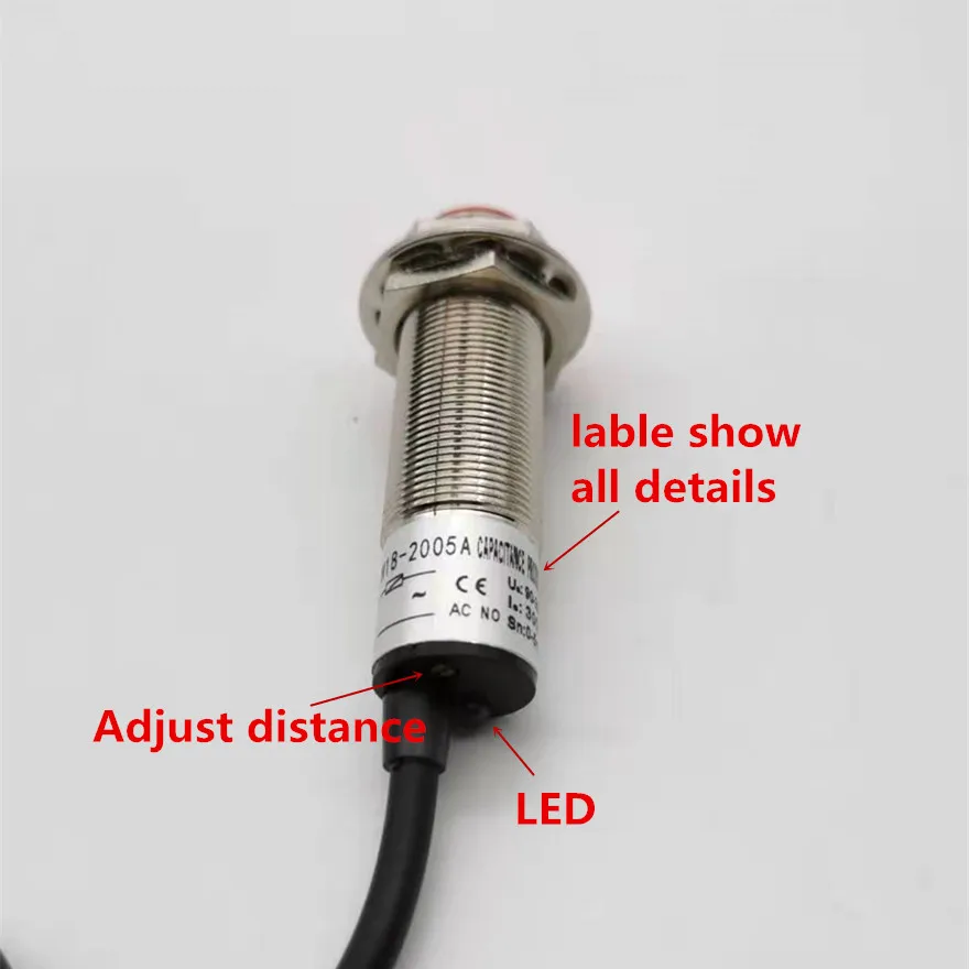 CHUX Capacitive Proximity Sensor 220V AC CM18 CM18-5-ACA/ACB 5mm detection distance red head 220V Proximity switch