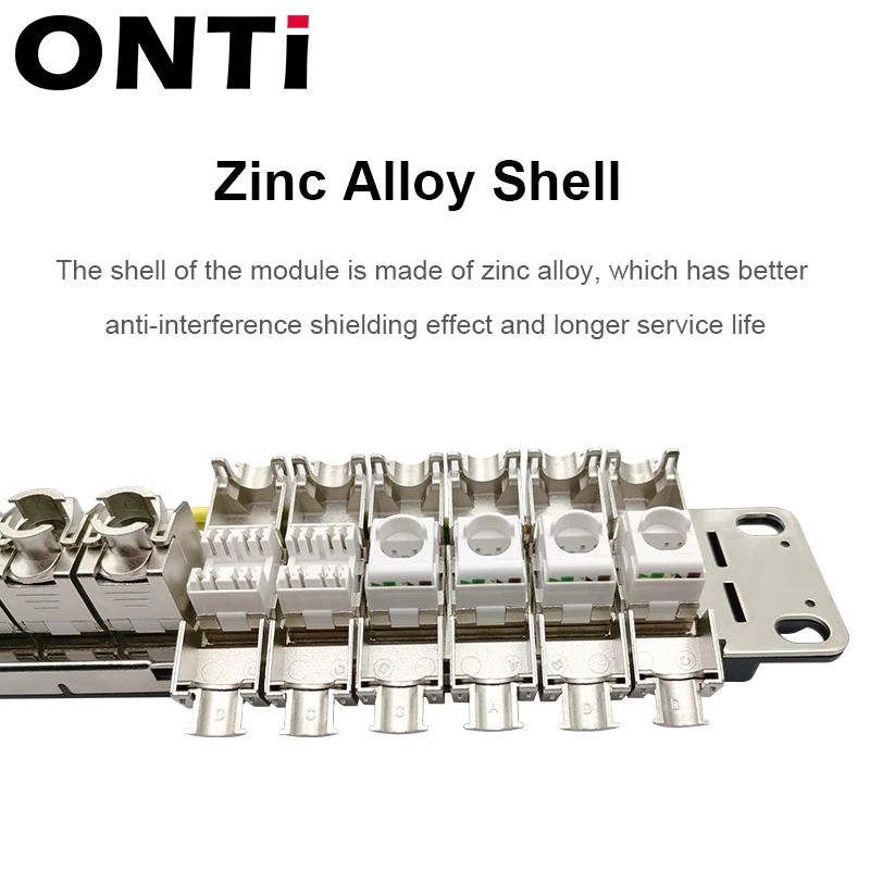 ONTi-24ポート1u rj45シールドモジュールパッチパネル、19インチラックマウント、ウォールマウント、cat5e、cat6、cat6a、cat7、cat8、stpキーストーンジャック