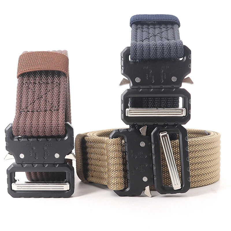 

Men Tactical Belts 4mm Thick 38mm Wide Casual Canvas Outdoor Alloy Automatic Buckle China High Quality Men Belt Plus Size Unisex