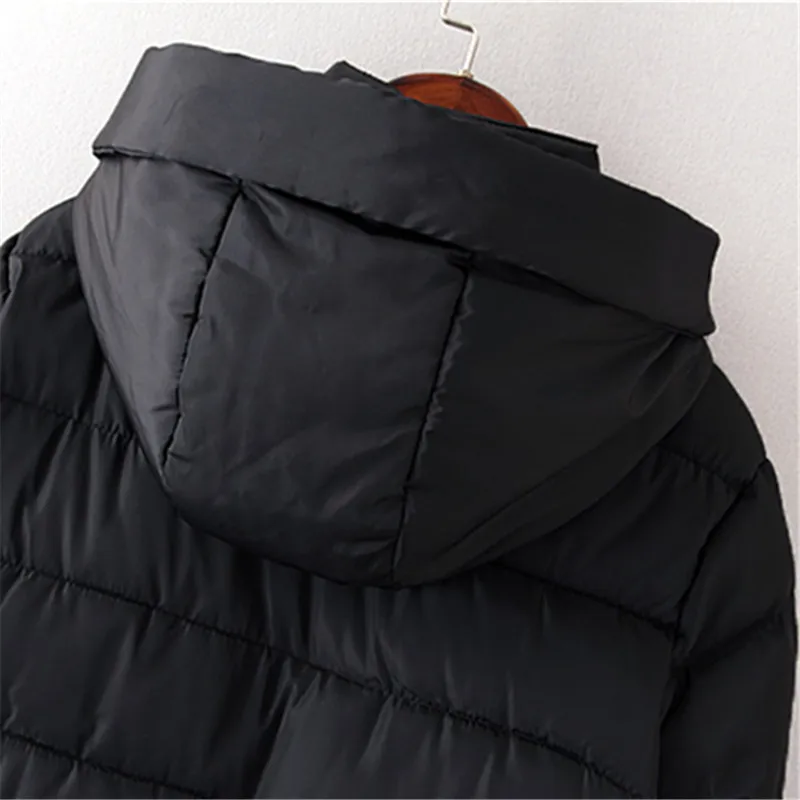 2023 New Female 3XL-6XL Winter Parkas Women Thicken Down Cotton Solid Color Jacket Female Black Zipper Hooded Long Coats A25