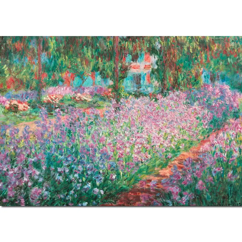 

Canvas Art Garden at Giverny Handmade Claude Monet Oil Painting Reproduction Irises Flower Artwork Kitchen Wall Decor Christmas