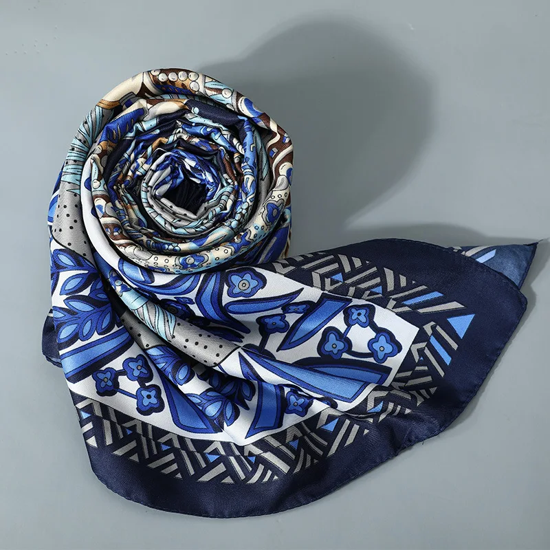 KOI LEAPING  new woman Fashion silk Scarf Pattern Printing Square scarf Decoration Headdress Gift headscarf high quality Shawl