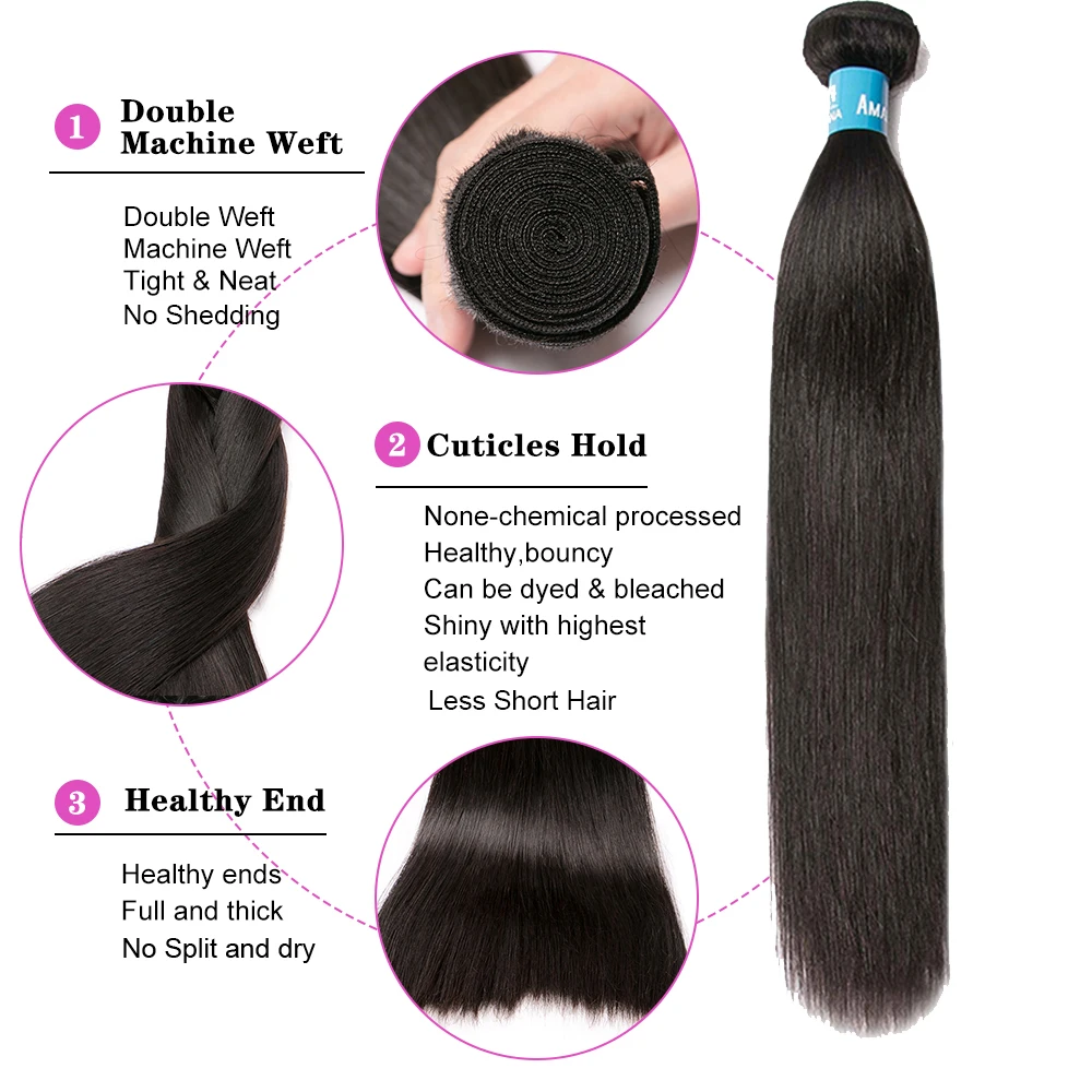 Human Hair Straight Bundels Bone Straight Bundels Double Drawn Virgin Haar 3 4 Bundels Peruaanse Weave Human Hair Extensions