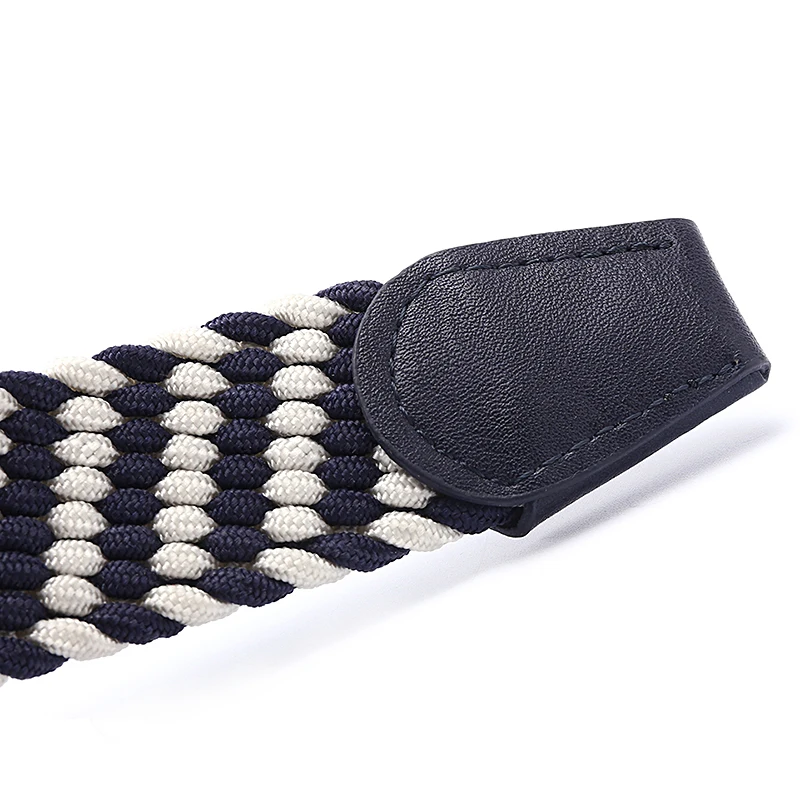 Men Women Casual Knitted Pin Buckle Leather Belt Elasticity Woven Canvas Elastic Braided Stretch Belts Plain Webbing Strap