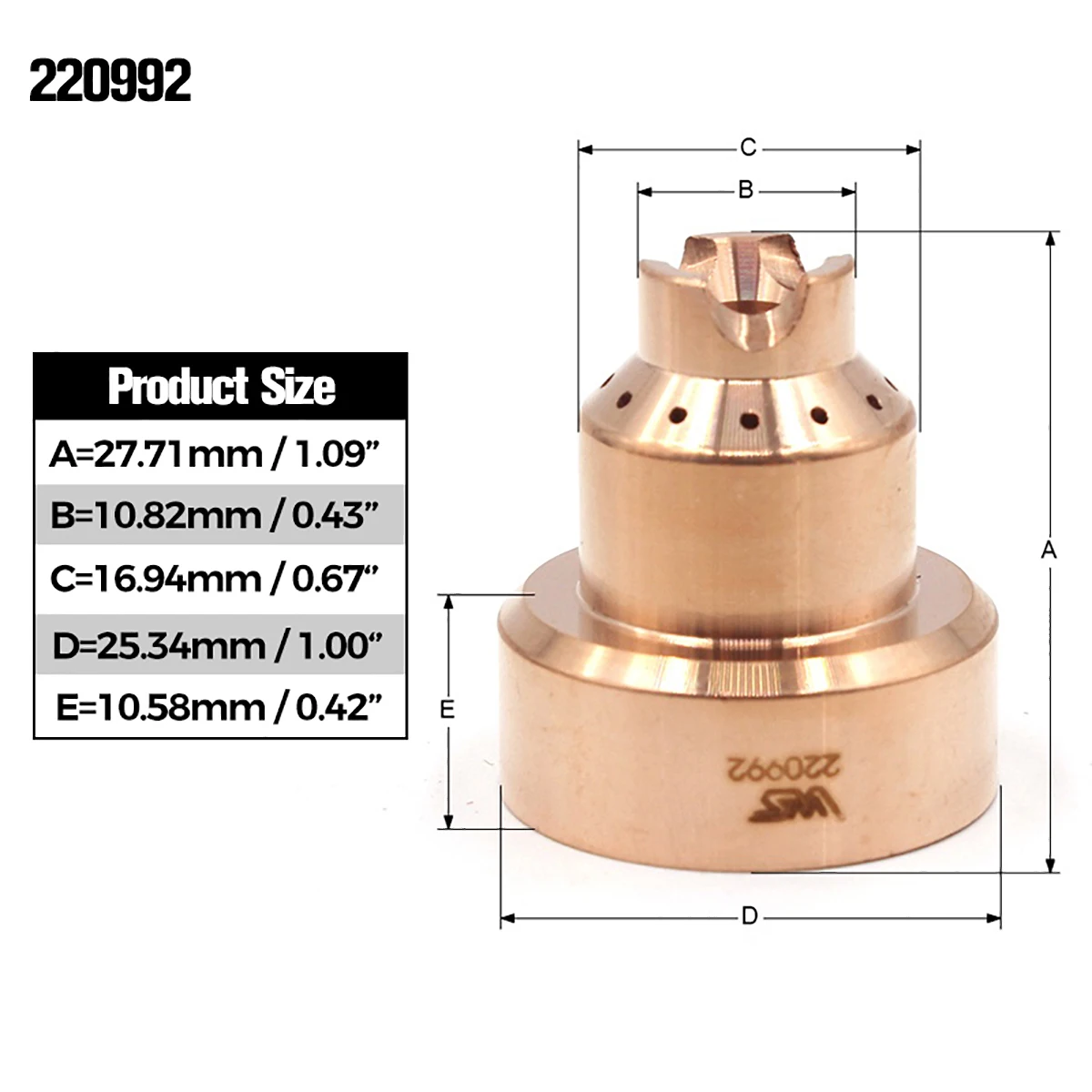 WS 220992 Plasma Cutting Torch Consumables Shield Cup 5pcs