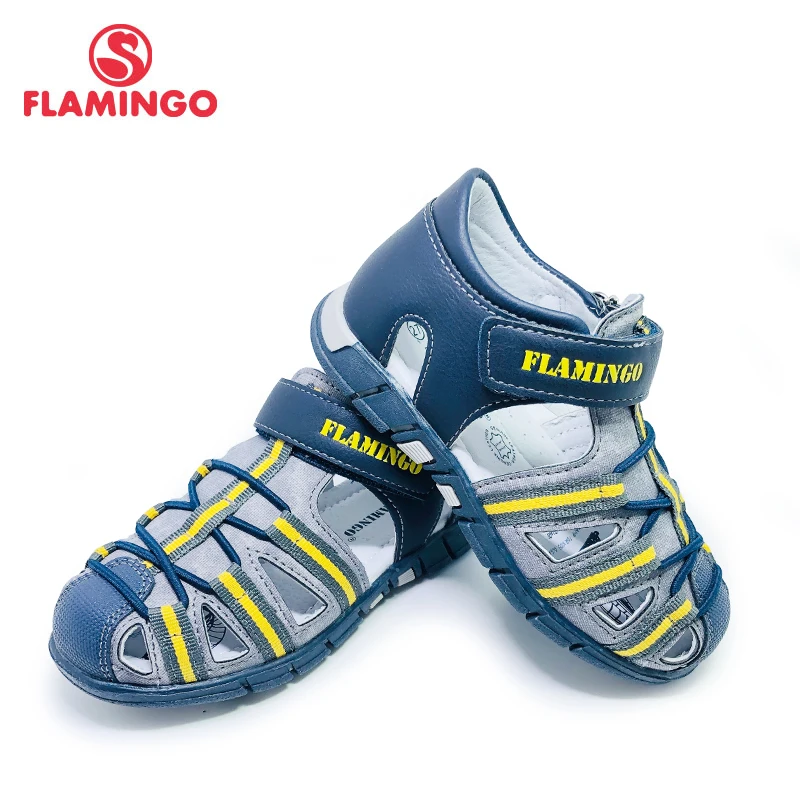 FLAMINGO Sommer Haken & Schleife Mischfarbe Beiläufige Kinder schuh Wenig Outdoor Sandalen Flache für jungen Größe 27-33 201S-HL-1739/1740