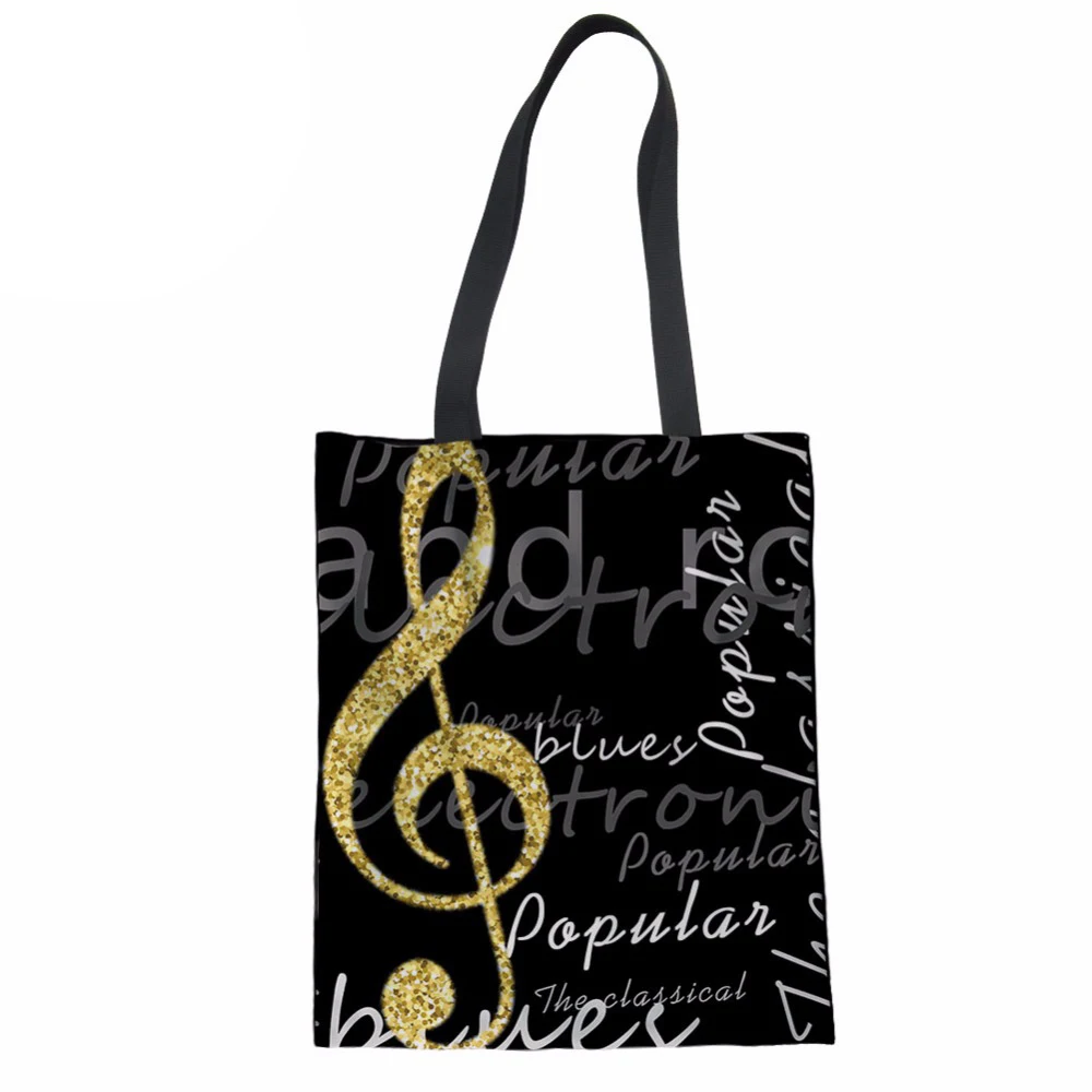 

NOISYDESIGNS Handbags Women Handbags Piano Keys&Notes Print Coth Bag Ladies Reusable Shopping Beach Bag for Girls Linen Handbag