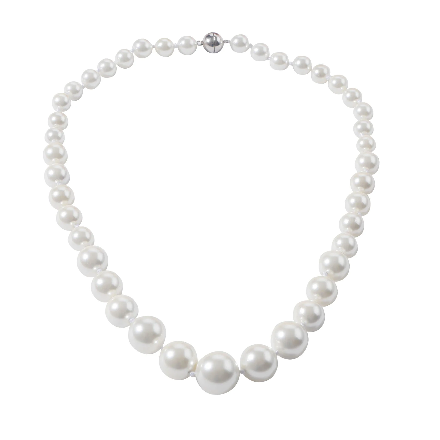 

Natural White Round Mother of Pearl Beaded Necklaces For Women Chockers Wedding Chains Tower Shell Pearl Necklace Jewelry Gifts