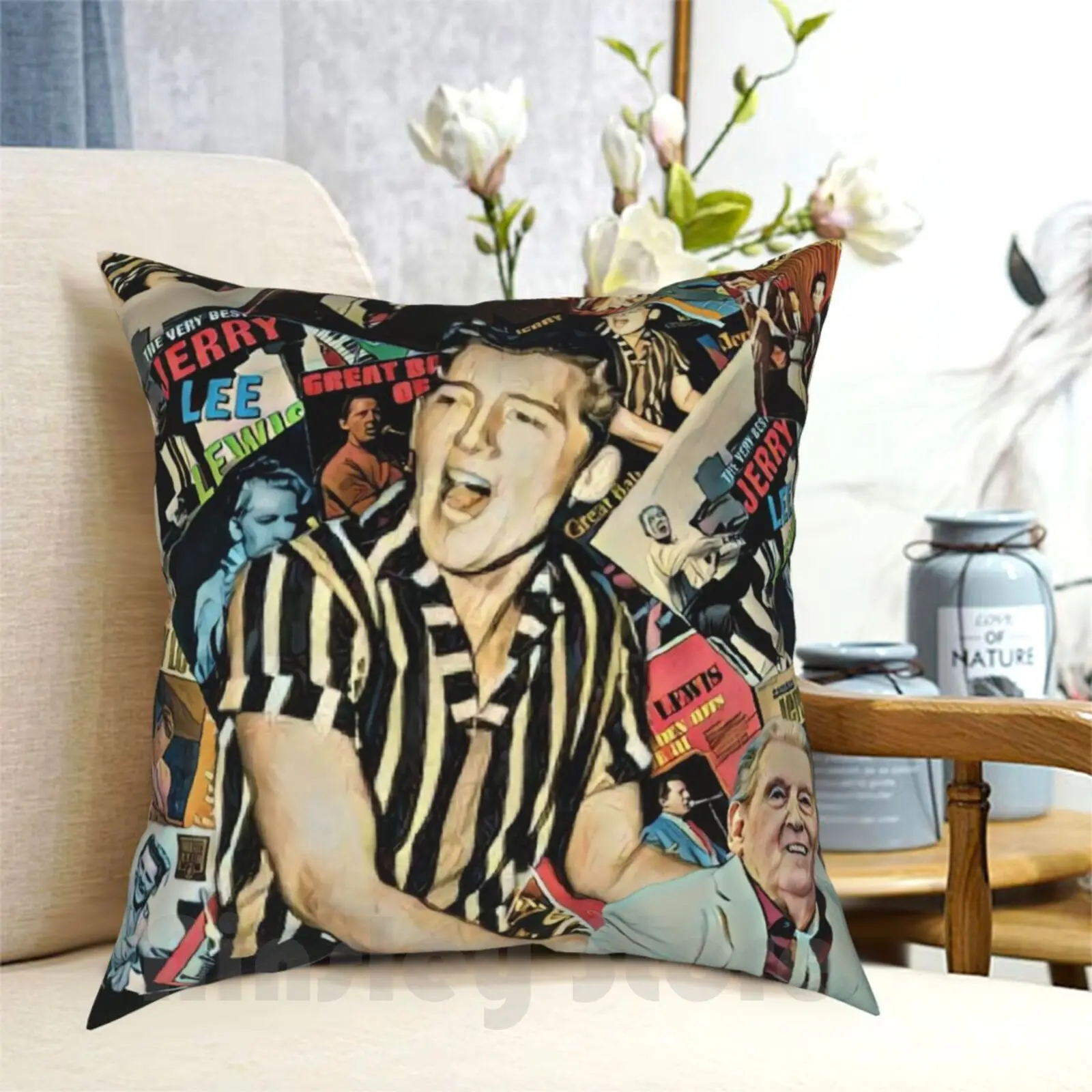 Jerry lee lewis fronha impressa casa macia diy capa de almofada o assassino jerry lee jerry lee lewis rocker n roll país