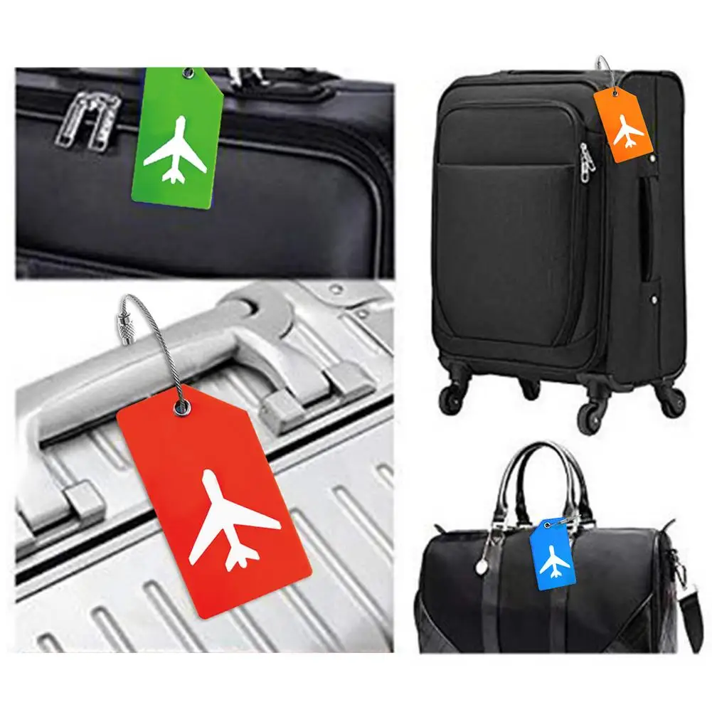 4pcs 가방 수하물 태그 라벨 가방 펜던트 실리콘 수하물 태그 핸드백 휴대용 여행 액세서리 이름 ID 주소 전화 태그