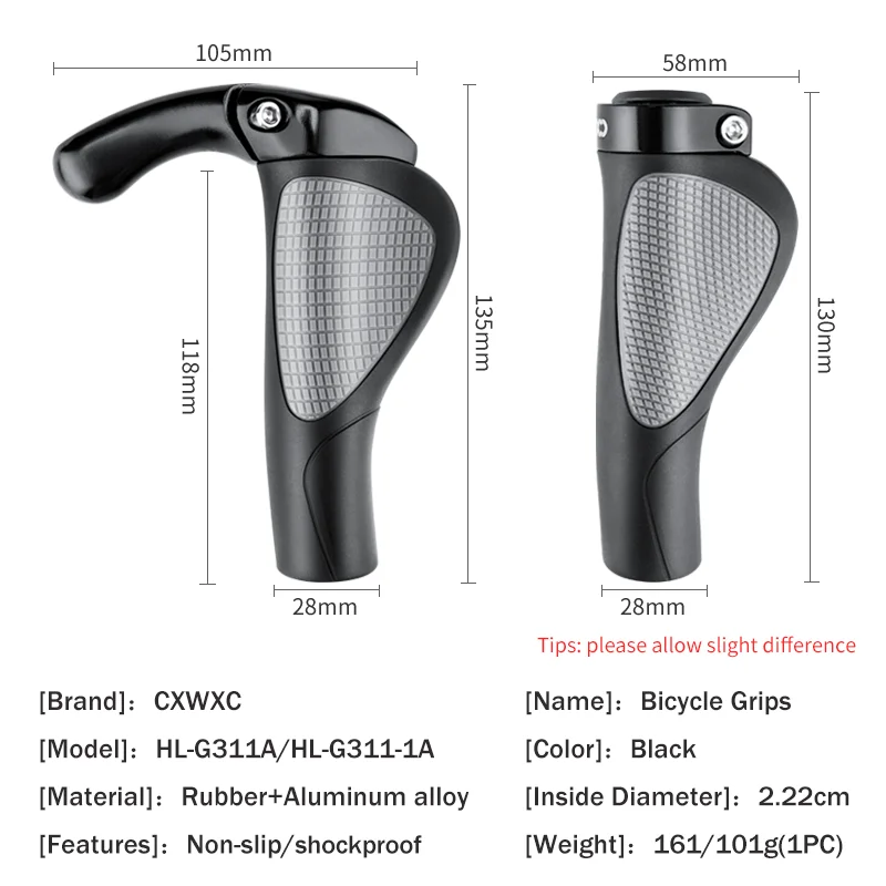 Non-slip MTB Bicycle Grips Ergonomics Bike Handlebar Covers Extended Bar End Mountain Bike Grips Handles for Bicycle