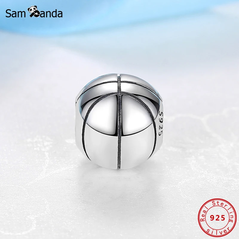 100% 925 Sterling Silver Charm Bead Basketball Charms Love Sports Fit Original Pandora Bracelets Women Diy Jewelry