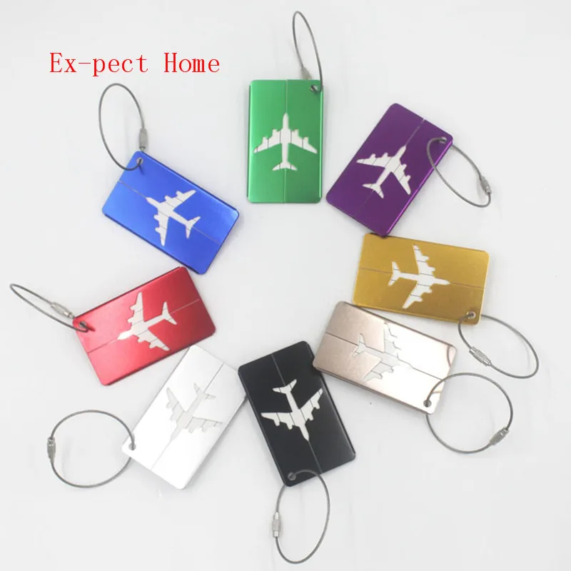 

100pcs Aircraft Luggage ID Tags Boarding Travel Address ID Card Case Bag Labels Card Dog Tag Collection Keychain Key Rings fang