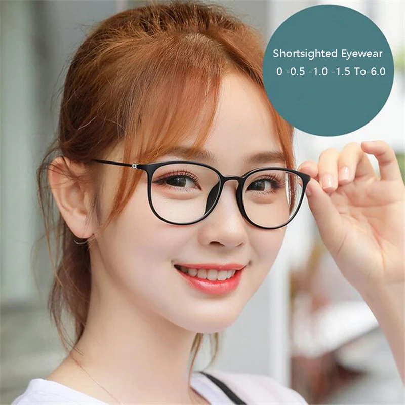 

Ultralight TR90 Finished Myopia Glasses Women Men Retro Oval Student Short-sighted Eyewear Diopter -0.5 -1.0 -1.5 -2.0 To -6.0