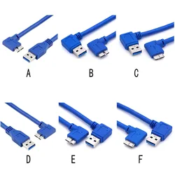 Degree USB 3.0 Left  Right Angled A Male To Micro B Male 10 Pin Short Adapter AM/ MicroB Cable for Mobile HDD 0.25m