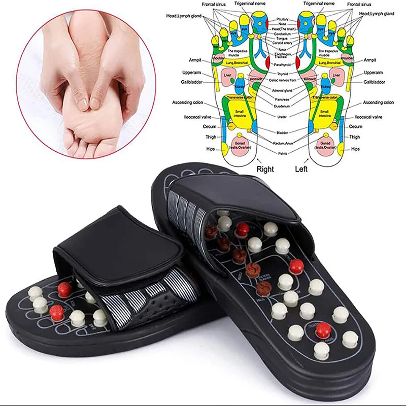 Acupressure Massage Slippers Medical Rotating Foot Massager for Women and Men Feet Care Reflexology Sandals Sore Pain Relief