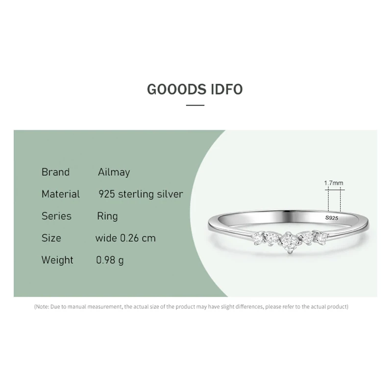 Ailmay New Arrival Simple Cubic Zirconia Fashion Charm 925 Sterling Silver Stackable Rings For Women Wedding Engagement Jewelry