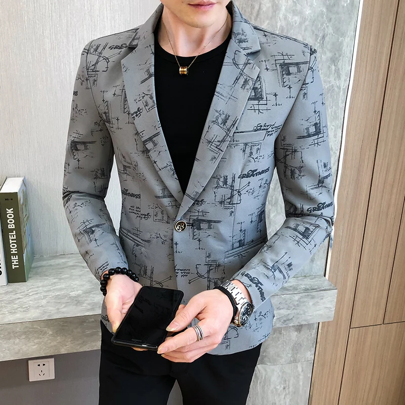 2021 Brand clothing Fashion Men\'s Spring high quality Leisure business suit/Male printing Casual Blazers jacket Plus size S-3XL