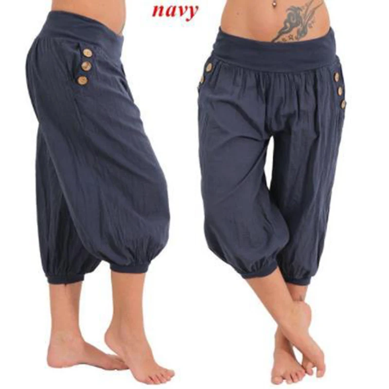 Womens Palazzo Harem 3/4 Pants leggings Baggy Aladdin Boho Hippy Trousers Cosplay Costume Panty