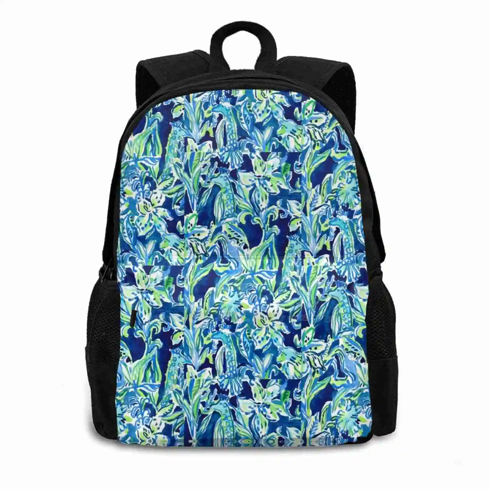 Print Hot Sale Schoolbag Backpack Fashion Bags Floral Preppy Spring Summer Southern Blue Green Flower Giraffe